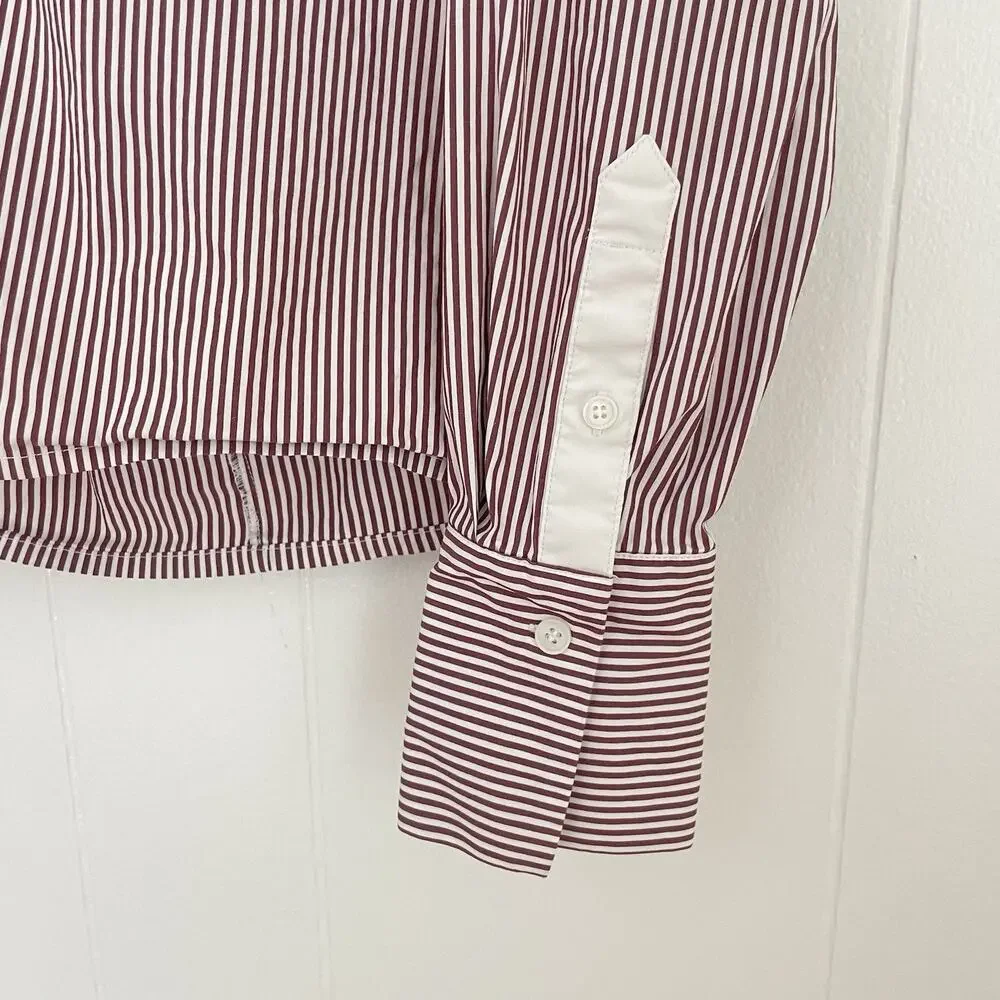 Lafayette 148 NY Women’s Button Down Shirt Small Red White Stripe‎ Collared